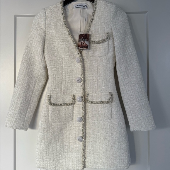 Self-Portrait White Tweed Dress - Picture 3 of 15
